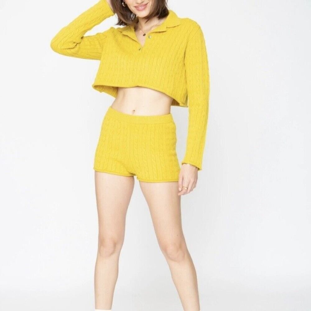 Callahan Revolve Cable Knit Shorts Dandelion Yellow Size Medium